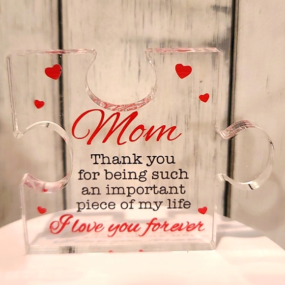 Mom Mother Puzzle Piece Inspirational Acrylic Sign NWT - Picture 1 of 3